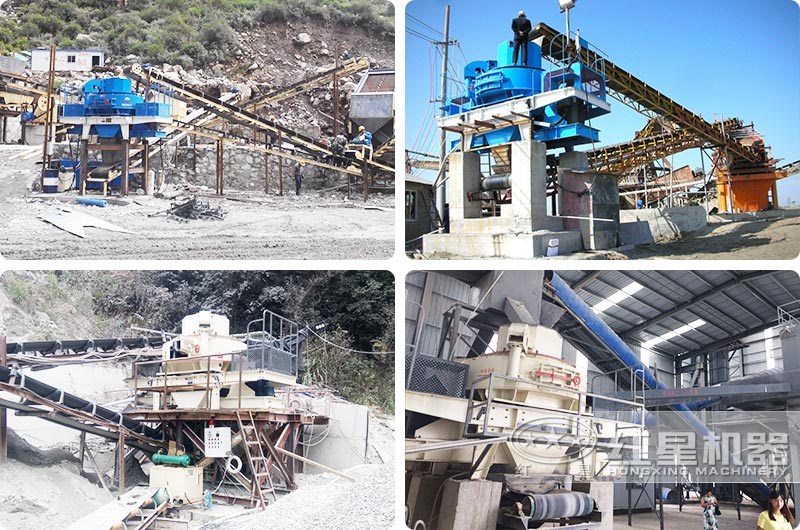 时产400-500吨大型环保磕沙机作业现场